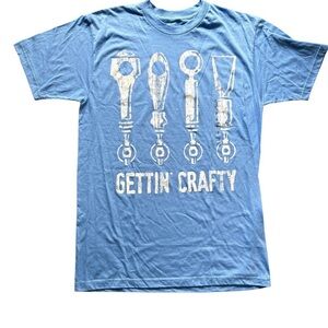 Funny Craft Beer T-Shirt “Gettin’ Crafty” Blue Graphic Tee Size L